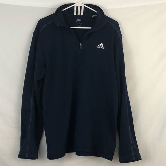 VTG 90s Adidas Classic Blue White Stripe 1/4 Zip Track Jacket Pullover Large - Picture 2 of 9